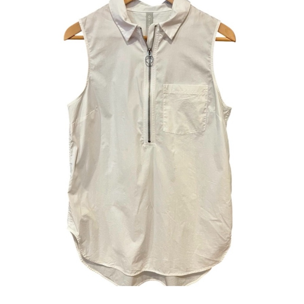 Athleta Sleeveless Half-Zip Collared Top | White | Size M